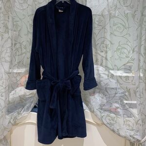 Merona Men’s Ultra-Soft Bathrobe Dark Navy Blue - Pockets, Tie Waist Size M EUC